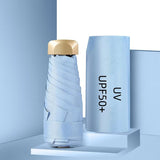 55% Off Mini Sun Umbrella Small Pocket Rain Umbrella Vinyl Folding UV Ultraviolet Protection Sun Shade Pocket Parasol Capsule